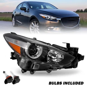 For 2017-2018 Mazda 3 Black Halogen Projector Headlight Headlamp 17-18 w/Bulbs For 2017-2018 Mazda 3 Black Halogen Projector Headlight Headlamp 17-18 w/Bulbs