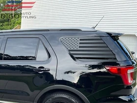 Pre-cut 2011-2019 Ford Explorer Quarter Window American Flag Decal Sticker black Pre-cut 2011-2019 Ford Explorer Quarter Window American Flag Decal Sticker black