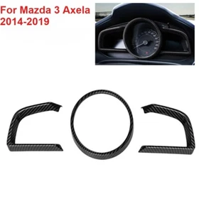 3Pcs Carbon Fiber Dashboard Frame Decor Cover Trims For Mazda 3 Axela 2014-2019