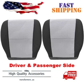 For 2007-2014 Chevy Silverado Driver Passenger Replacement Seat Cover Gray/Black