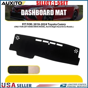 Black Dash Cover Mat Pad with Anti-Slip Backing for Toyota Camry 2018-2024 1-5X