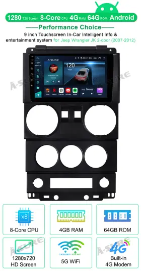 JWL2-9 A-SURE Android Carplay Stereo Radio Jeep Wrangler #2