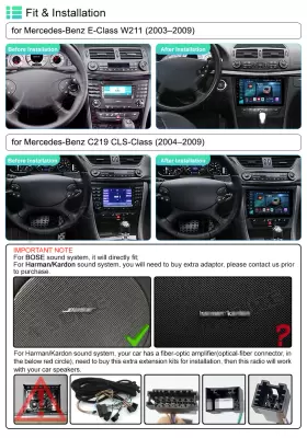 Z84X3-BEC-9 A-SURE Benz Android Carplay Stereo Radio W211 #3