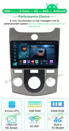 Z84X3-KFT-M-9 ASURE Car Radio Stereo Carplay Android Auto Kia #2
