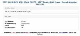 51487265119 BMW Gran Left Engine Bay Cover Sound Absorber #3