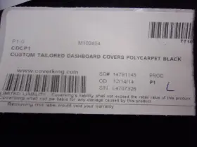 CDCV3TT147 COVERKING Dash Cover Polycarpet