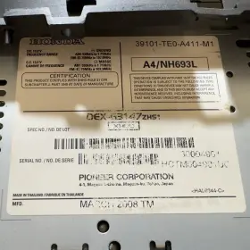39101-TE0-A411-M1 HONDA Am Fm Radio Receiver Stereo Disc Cd #2