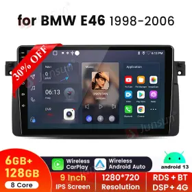 US.XT596.E46 JUNSUN Android Carplay Stereo Radio Gps M3 318