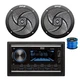 Pyle Double DIN BT Marine Stereo Receiver, 2x 5.25" 180W Black Speakers,Wire