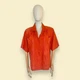 Vintage Mercedes Adrienne Women's Linen Suede Red Embellished Shirt Size 4