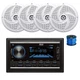 Pyle Double DIN BT Marine Stereo Receiver, 4X 5.25" 180W White Speakers,Wire