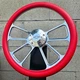 14" Billet 4 Spoke Steering Wheel w/ Red Vinyl Wrap and Licensed Chevy Horn