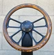 14" Black 4 Spoke Steering Wheel W/ Wood Flame Pine Half Wrap/ Chevy Horn