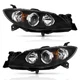 WEELMOTO Pair Headlights For 2004-2009 Mazda 3 Sedan 4-Door Projector Headlamps