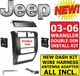 03 04 05 06 JEEP WRANGLER TJ Car Radio Stereo Installation Double Din Dash Kit