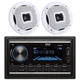 Pyle PLR2DN 2-DIN Receiver, 2x 6.5" 450W 2Way White Marine Component Speakers