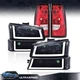 Fit For 2003-2006 Chevy Silverado 1500 Smoke LED Tube Headlights+Red Tail Lights