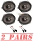 350W Max AF.573 6 x 8" (5 x 7) Front/Rear speakers kit for Select 1984-Up FORD