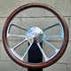 14" Billet 4 Spoke Steering Wheel w/ Hydro Dipped Burlwood Wrap and Chevy Horn