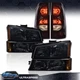 Fit For 2003-2006 Chevrolet Silverado Smoke Lens Black Headlights+Tail Lights