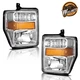 WEELMOTO Headlights For 2008-2010 Ford F250 F-250 F350 F450 F550 Super Duty L+R