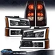 Fit For 2003-2006 Chevrolet Silverado LED DRL Headlights+Tail Lights Black