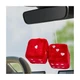 Gasedin 1 Pair Fuzzy Plush Dice for Car Mirror, 3'' Retro Square Red 