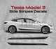 Tesla Model 3 Side Stripes Decals Tesla 3