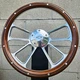 14" Billet 4 Spoke Steering Wheel W/ Mahogany, Aluminum Rivets, and Chevy Horn