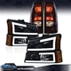 Fit For 03-06 Chevy Silverado Smoked/Amber LED DRL Headlight + Tail Light