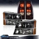 Pair Black Housing Headlights & Tail Lights Fit For 03-06 Chevy Silverado 1500