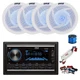Pyle Double DIN BT Marine Receiver, BT Amp w/Kit, 4X 5.25" 180W LED Speaker,Wire