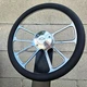 14" Billet 4 Spoke Steering Wheel w/ Black Leather Wrap and Chevy Horn