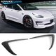 Fits 17-23 Tesla Model 3 Carbon Fiber Print Front Fog Light Eyebrow Cover Trim