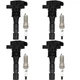 4 Pack For Mazda 5 2.5L L4 Ignition Coil and Spark Plug 2012-2015 2013 2014