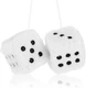 Fuzzy Plush Dice for Car Mirror 2.36&rdquo; Pair of Retro Square Decoration White