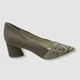 $295 Mercedes Castillo Women's Beige Linen Snake-Print Pump Heels 39.5 EU/9.5 US