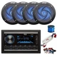 Pyle Double DIN BT Marine Receiver, BT Amp wKit, 4X 5.25" 180W LED Speakers,Wire
