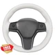 MEWANT White Faux Leather Steering Wheel Cover Tesla 3 Y