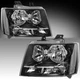 For 2007-2014 Chevy Avalanche Suburban Tahoe Black Halogen Headlights Sets 07-14