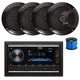 Pyle Double DIN BT Marine Stereo Receiver, 4X 6.5" 150W Speakers (Black) w/ Wire