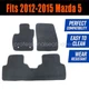 Front & Rear Floor Mats Carpet Waterproof Black Velour For 2011-2015 Mazda 5