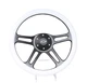 14" 4 Spoke Black Steering Wheel WHITE Grip 6 Hole Chevy Horn Button Muscle