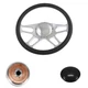 14" 9-Bolt 4-Spoke Slotted Half-Wrapped Steering Wheel Kit Chevy C10 70-87 Si...