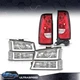 Fit For 03-06 Chevy Silverado Clear Chrome Headlights+1Pair Tail Light