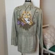 Vintage Mercedes Adrienne Co Lion Embroidered Jacket Linen Green Size 6