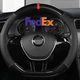 1xCar Steering Wheel Cover 38cm Black Carbon Fiber Leather Antiskid Accessories
