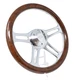14" 4 Spoke Chrome Steering Wheel Burl Wood Grip 6 Hole Chevy Horn Button Muscle