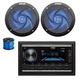 Pyle Double DIN BT Marine Stereo Receiver, 2x 6.5" 240W LED Black Speakers,Wire