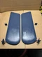 87 - 97 FORD OBS F150 F250 F350 BRONCO VINYL SUN VISOR PAIR + CLIPS OEM BLUE